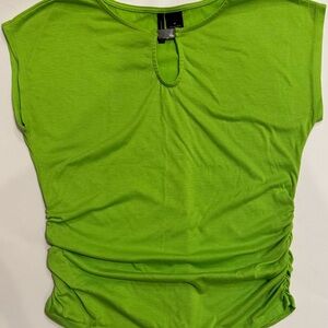 New Directions Green Ruched Muscle Tee